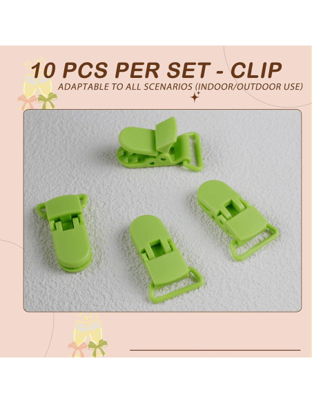 Paquete de 10 Puntas de Clip para Chupete Verde Fruta 19mm