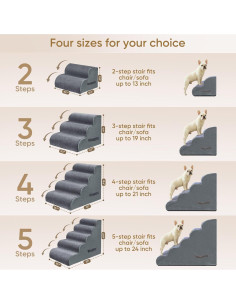 Escaleras para Perros PAWSCART 4 Pasos 49.8 cm Antideslizante Gris 2