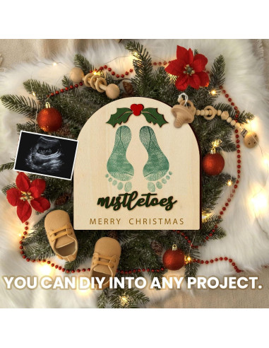 Adorno Colgante de Huellas de Bebé Navidad DIY Madera Clásico