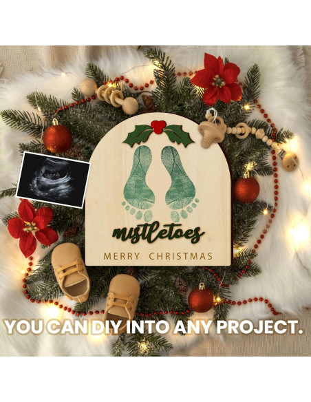 Adorno Colgante de Huellas de Bebé Navidad DIY Madera Clásico