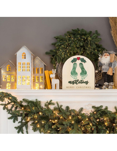 Adorno Colgante de Huellas de Bebé Navidad DIY Madera Clásico