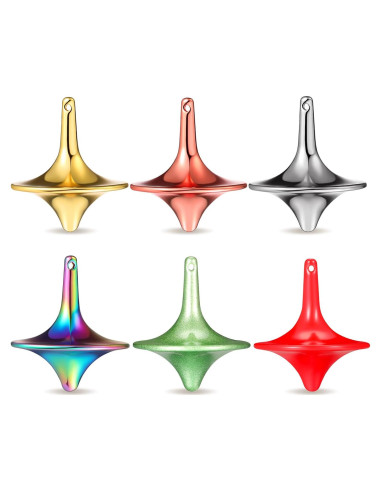 Trompos Giratorios de Metal Lenwen - Paquete de 6 Colores