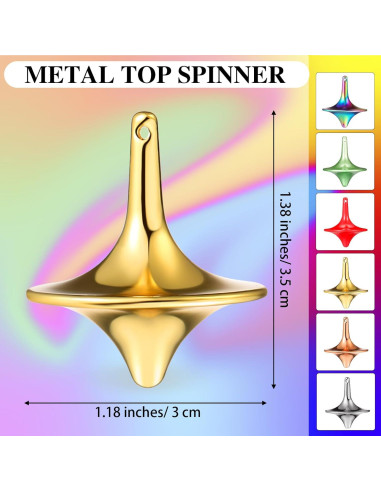 Trompos Giratorios de Metal Lenwen - Paquete de 6 Colores