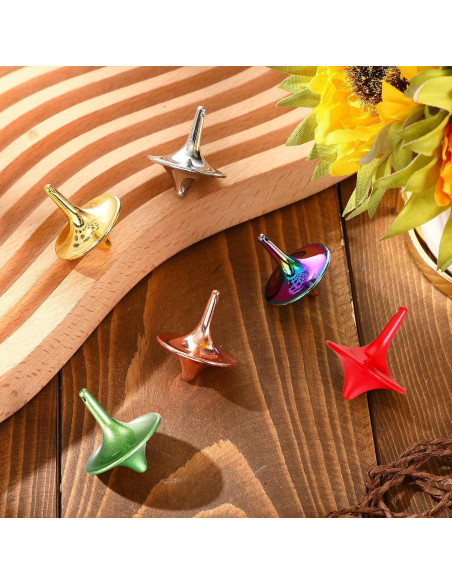 Trompos Giratorios de Metal Lenwen - Paquete de 6 Colores