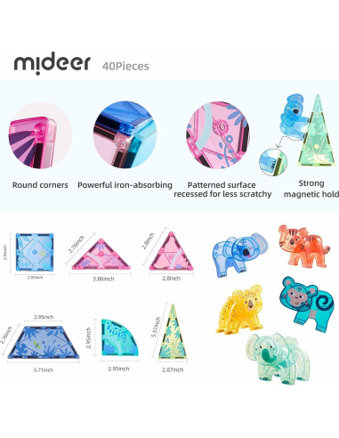 Azulejos Magnéticos MiDeer 40 Pcs Juguete Educativo 3-5 Años