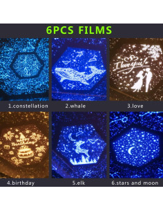 Proyector de Luz Nocturna Estelar Lámpara Estrellas USB 360 2