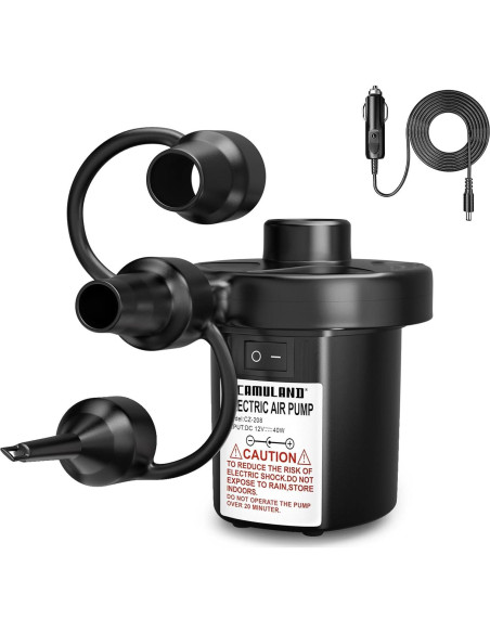 Bomba de Aire Eléctrica CAMULAND 12V con 3 Boquillas
