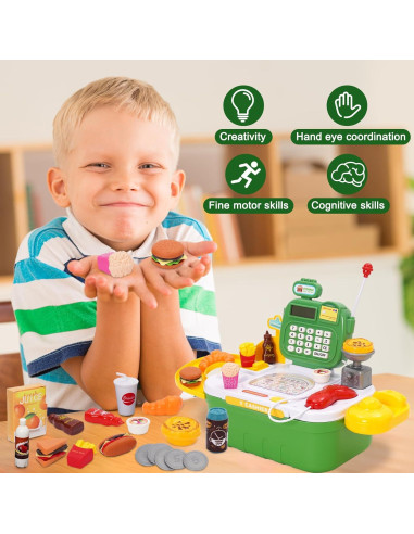 Caja Registradora de Juguete Siairo 8186 con 44 Pcs y Sonido