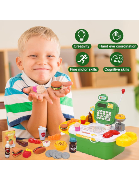 Caja Registradora de Juguete Siairo 8186 con 44 Pcs y Sonido