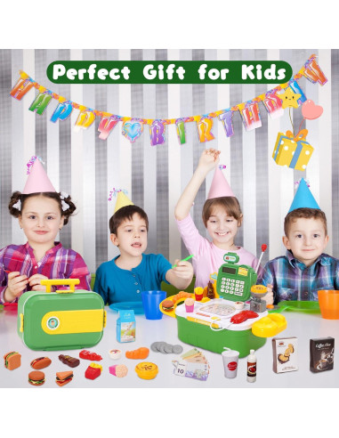 Caja Registradora de Juguete Siairo 8186 con 44 Pcs y Sonido