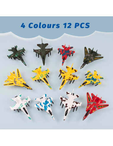 Juego de 12 Aviones de Retroceso Boojalo para Niños 3-9 Años