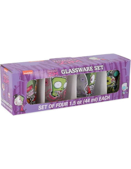 Conjunto de 4 Mini Vasos de Chupito Silver Buffalo Invader Zim 59 ml