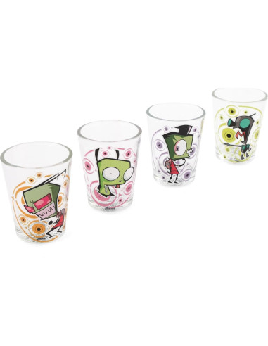 Conjunto de 4 Mini Vasos de Chupito Silver Buffalo Invader Zim 59 ml