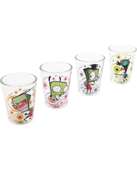 Conjunto de 4 Mini Vasos de Chupito Silver Buffalo Invader Zim 59 ml