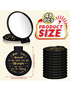 Espejos Compactos de Bolsillo Weysat - 48 Pcs Negros 6.3x7 cm 2