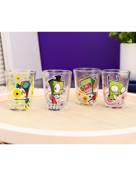 Conjunto de 4 Mini Vasos de Chupito Silver Buffalo Invader Zim 59 ml