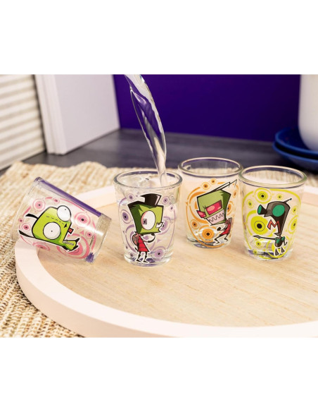Conjunto de 4 Mini Vasos de Chupito Silver Buffalo Invader Zim 59 ml