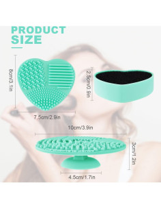 AUAUY Alfombrilla de Limpieza de Brochas de Maquillaje 2 Pzas Silicona Verde 2