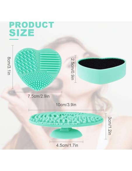 AUAUY Alfombrilla de Limpieza de Brochas de Maquillaje 2 Pzas Silicona Verde