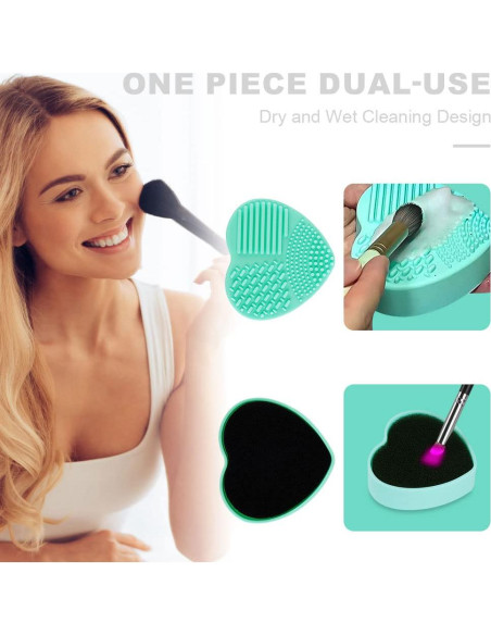AUAUY Alfombrilla de Limpieza de Brochas de Maquillaje 2 Pzas Silicona Verde