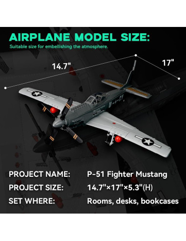 Set de Construcción P-51 Mustang Artorbricks 258 Piezas