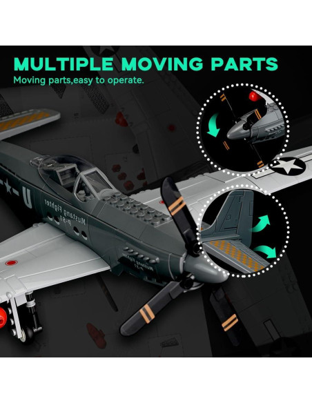Set de Construcción P-51 Mustang Artorbricks 258 Piezas