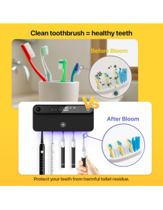 Soporte de Cepillo de Dientes Bloom Negro con Desinfectante y Pantalla 2