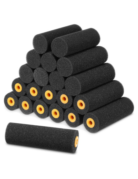 20 Rodillos de Pintura de Espuma Negra 10.16 cm Leriton