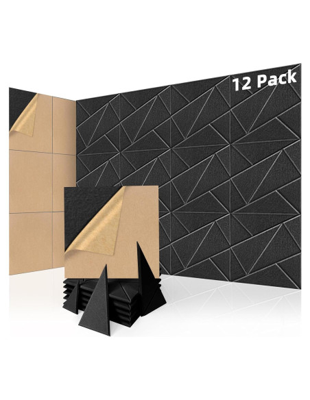 Paneles Acústicos Art3dwallpanels 12 Piezas 30x30cm Negro