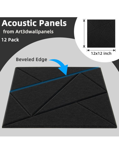 Paneles Acústicos Art3dwallpanels 12 Piezas 30x30cm Negro