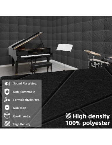 Paneles Acústicos Art3dwallpanels 12 Piezas 30x30cm Negro