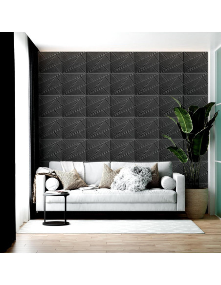 Paneles Acústicos Art3dwallpanels 12 Piezas 30x30cm Negro