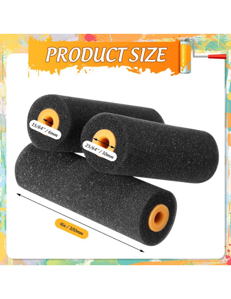 20 Rodillos de Pintura de Espuma Negra 10.16 cm Leriton