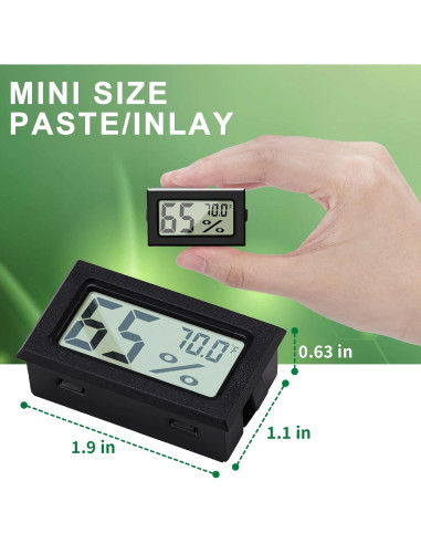 Higrómetro Digital Mini A02 Negro - Medidor de Humedad y Temperatura