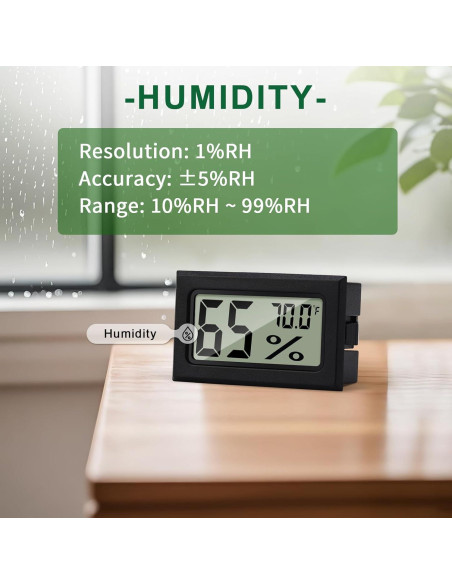 Higrómetro Digital Mini A02 Negro - Medidor de Humedad y Temperatura