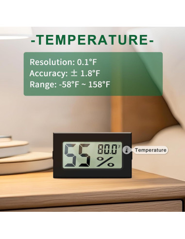Higrómetro Digital Mini A02 Negro - Medidor de Humedad y Temperatura