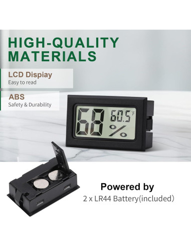 Higrómetro Digital Mini A02 Negro - Medidor de Humedad y Temperatura