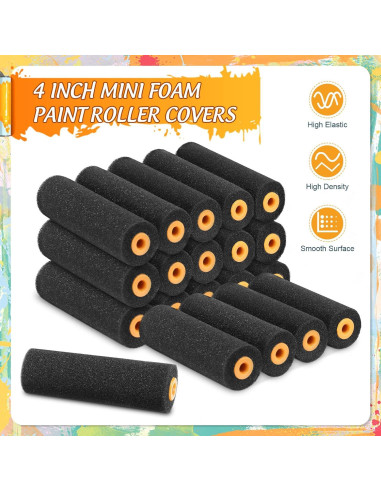 20 Rodillos de Pintura de Espuma Negra 10.16 cm Leriton