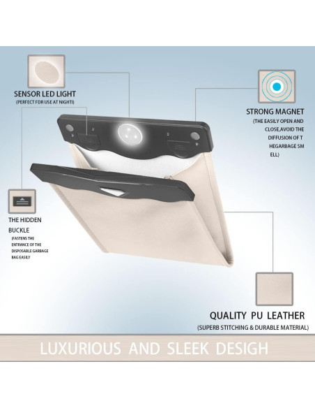 Bolsa de Basura para Auto BELOMI Beige, Cuero PU Impermeable