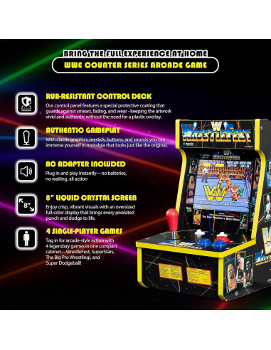 Juego de Arcade Clásicos WWE - 4 Juegos en 1 - Pantalla 8"