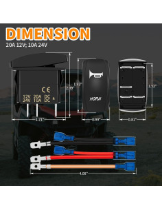 Interruptor Rocker Marino DaierTek 12V 20A LED Rojo Impermeable 2