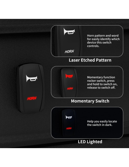 Interruptor Rocker Marino DaierTek 12V 20A LED Rojo Impermeable