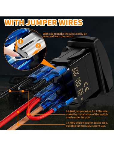 Interruptor Rocker Marino DaierTek 12V 20A LED Rojo Impermeable