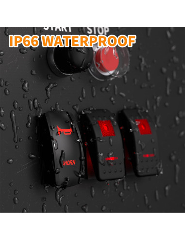 Interruptor Rocker Marino DaierTek 12V 20A LED Rojo Impermeable