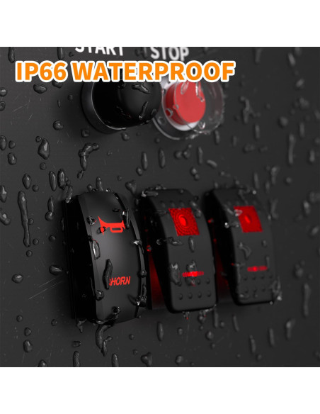 Interruptor Rocker Marino DaierTek 12V 20A LED Rojo Impermeable