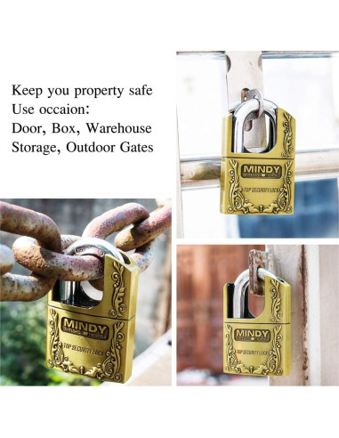 Candado de Seguridad Mindy 40mm con 3 Llaves para Almacén