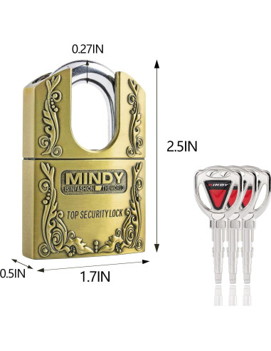 Candado de Seguridad Mindy 40mm con 3 Llaves para Almacén