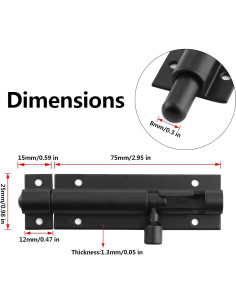 Cerradura de Pestillo Deslizante BokWin 7.62 cm Aluminio Negro 2