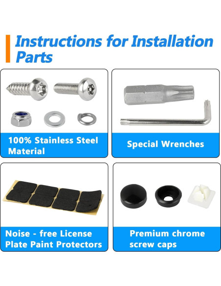 Kit de Tornillos de Seguridad M6 para Placas de Licencia - 8 PCS