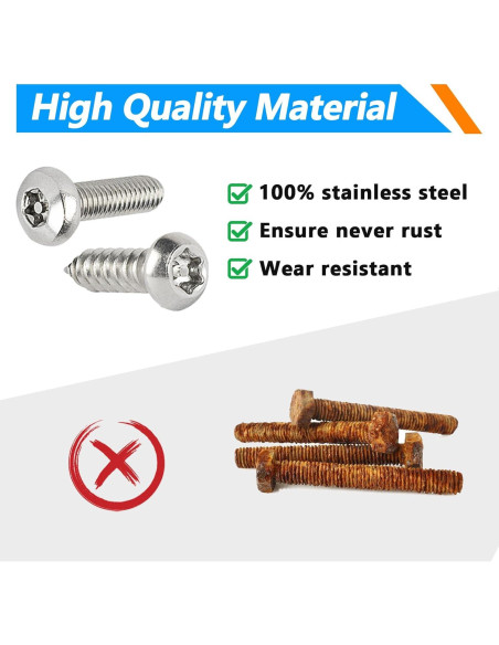 Kit de Tornillos de Seguridad M6 para Placas de Licencia - 8 PCS